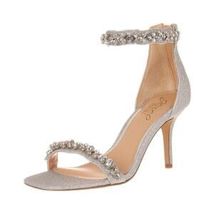 Jewel Badgley Mischka Odele Heeled Sandals Silver Size 11